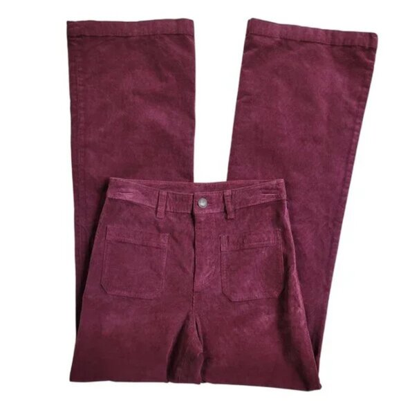 Faherty Maroon Banner Stretch Corduroy Wide Leg Pants - Picture 4 of 14